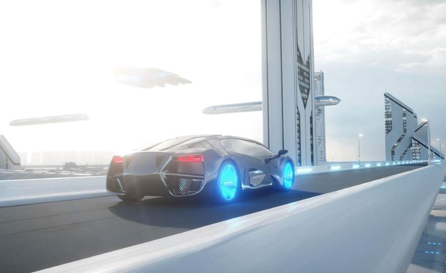 futuristic car on road
