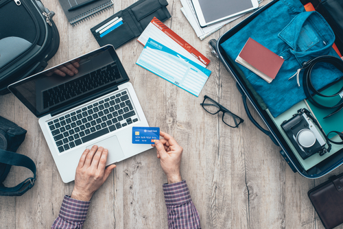 business travel credit card on desk