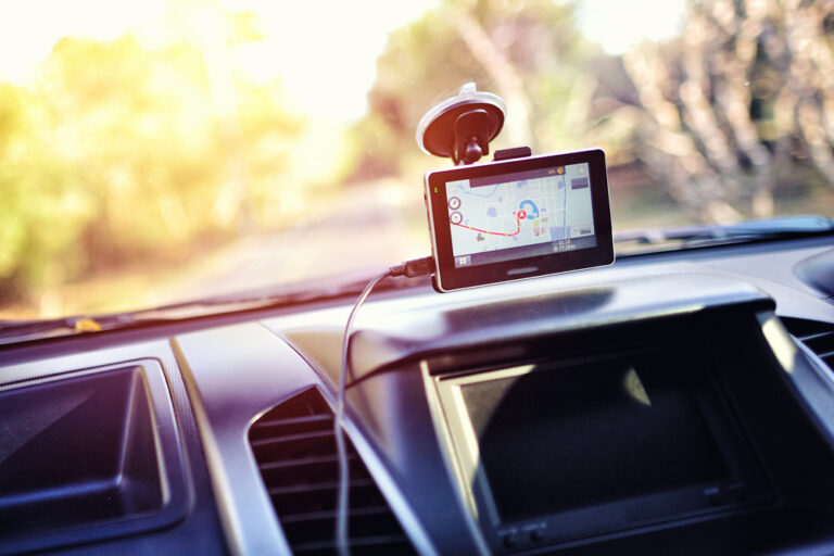 Close-up of gps navigation system In car