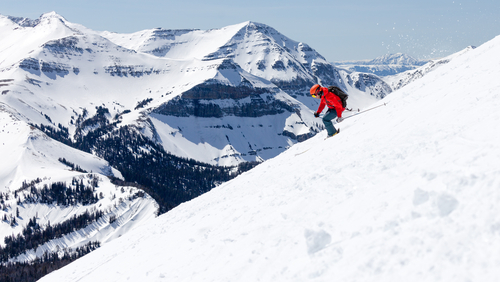 Skiier skiing down a mountain