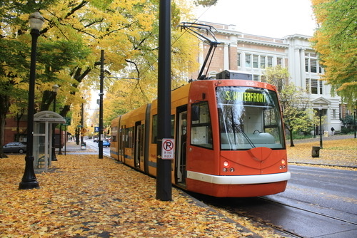A streetcar in Portland, Oregon