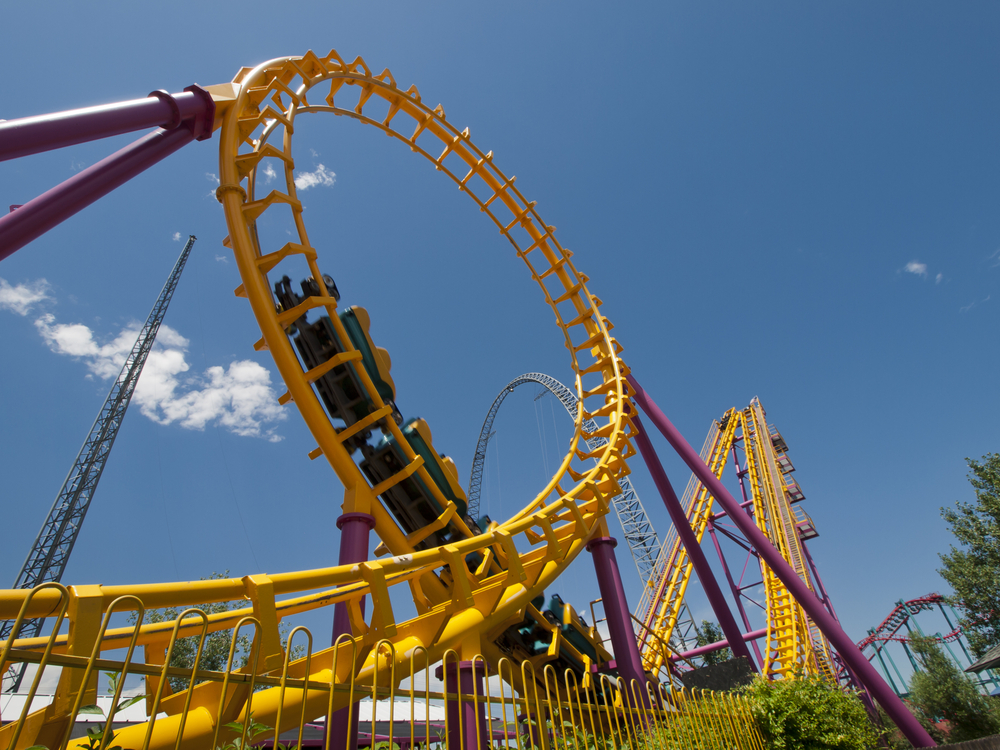 Roller coaster at the Elitch Gardens Theme Park