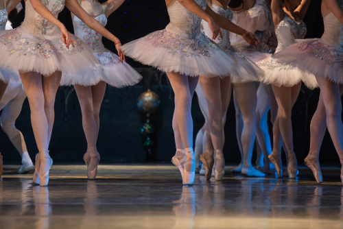 Close-up of ballerinas dancing in the Nutcracker ballet