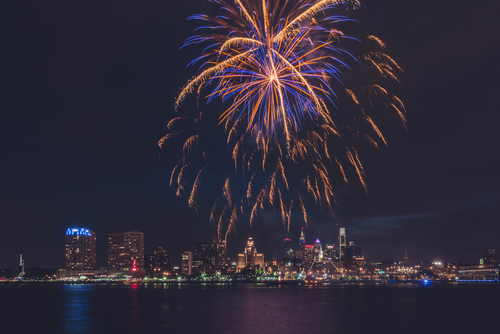 Waterfront fireworks in Philadelphia