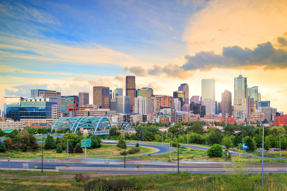 A sweeping view of the Denver skyline.