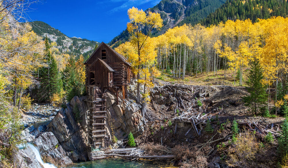 Historic mill in autumn, Crystal Ghost Town, Colorado