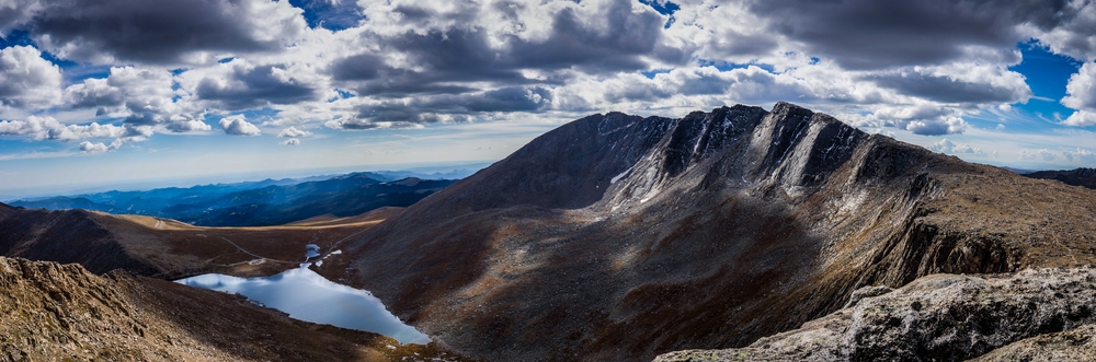 Panorama of Mount Evans from the trail up. 